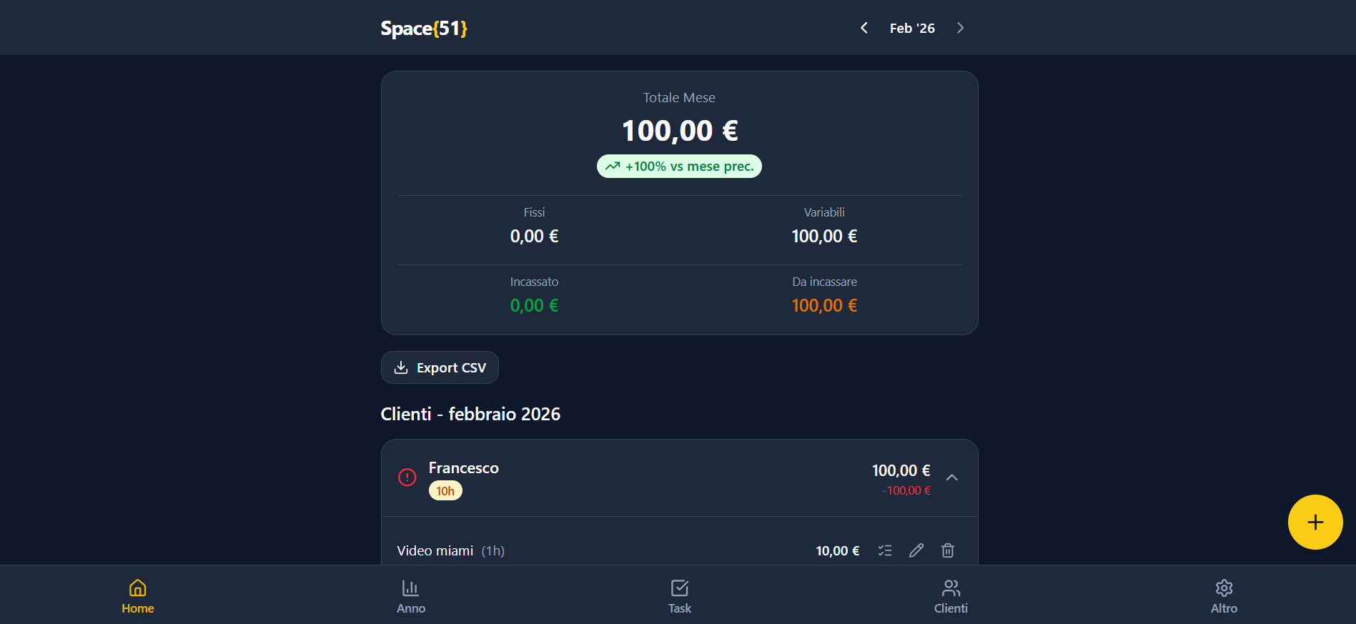 Freelance Manager - Schermata 1